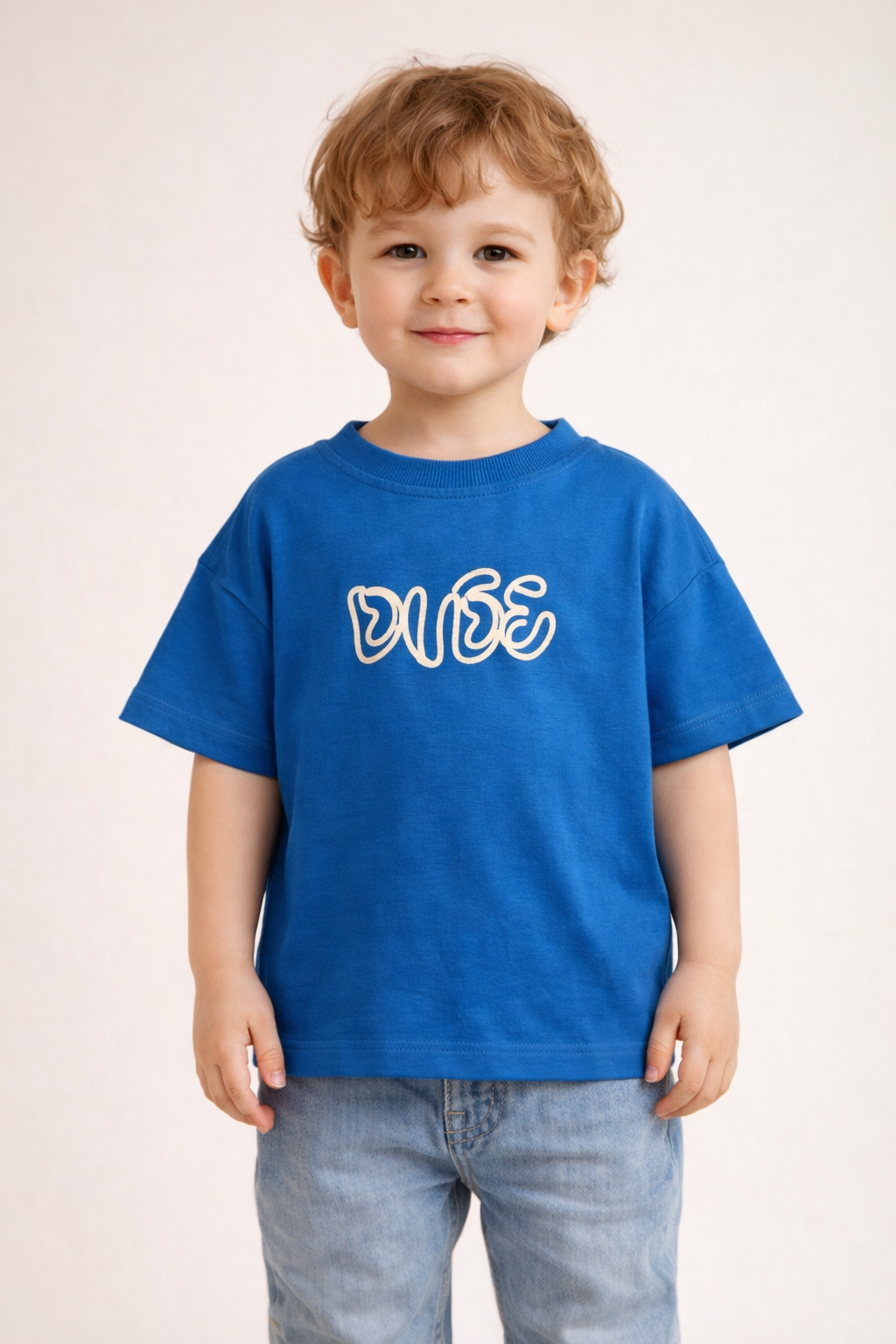 Boys Royal Blue Down-Shoulder Relaxed Fit T-Shirt – Premium Cotton Casual Wear