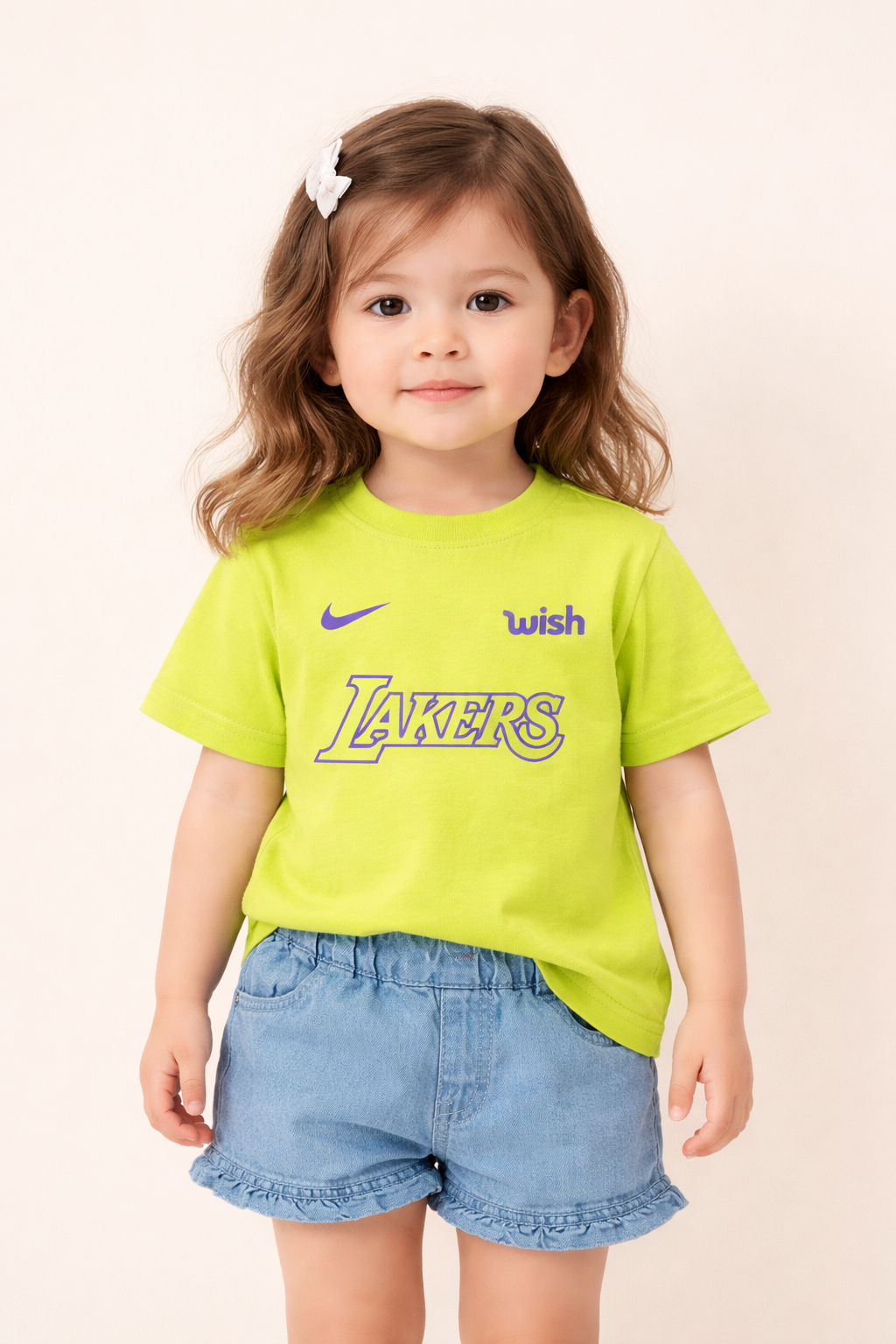 Kids Neon Lime Lakers 23 Down-Shoulder Printed T-Shirt – Premium Cotton Sports Style (Unisex)