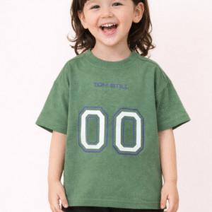 Kids Green Down-Shoulder Relaxed Fit T-Shirt – Premium Cotton Unisex Casual Wear