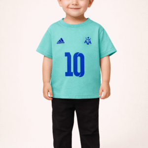 Kids Premium Down-Shoulder “Messi 10” T-Shirt – Turquoise Blue